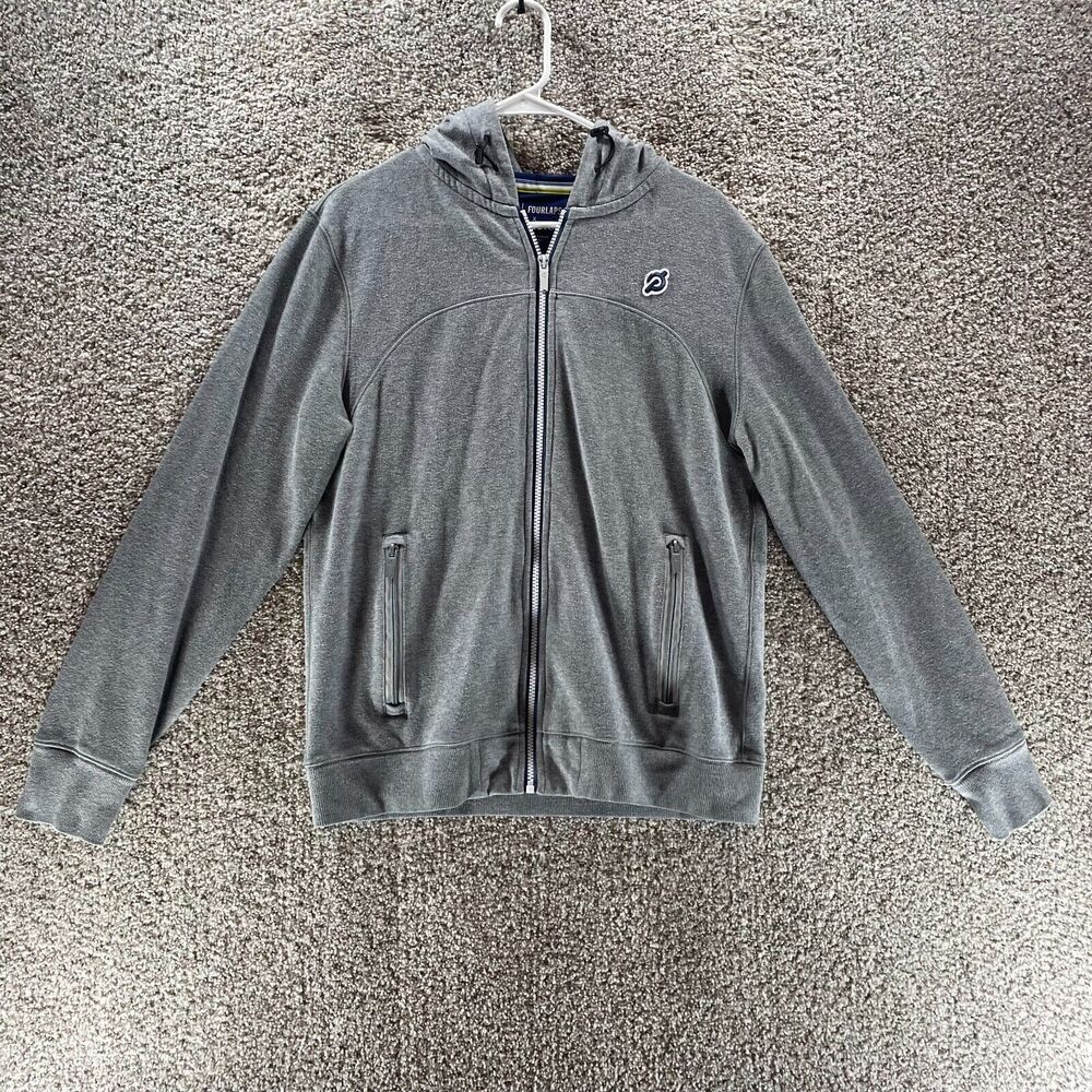 Peloton X Fourlaps Jacket Mens Medium Gray Full Zip Hoodie Sweatshirt Adult Logo